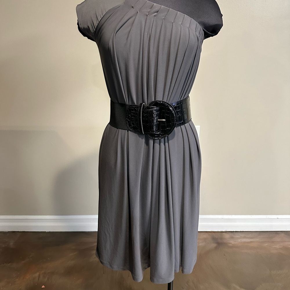 Worthington Charcoal Midi Dress with Black Belt